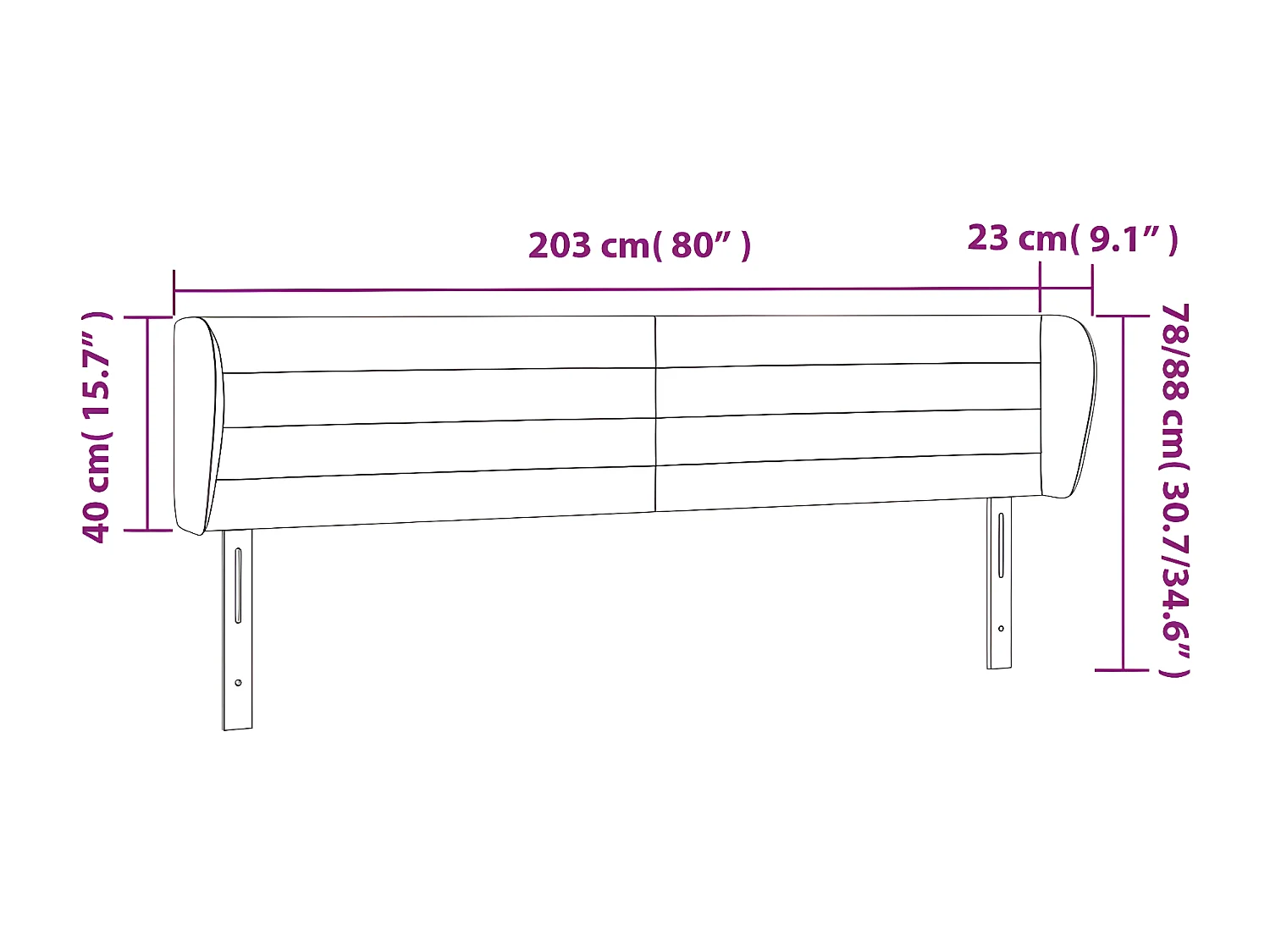 Tête de lit avec oreilles Vert foncé 203x23x78/88 cm Velours