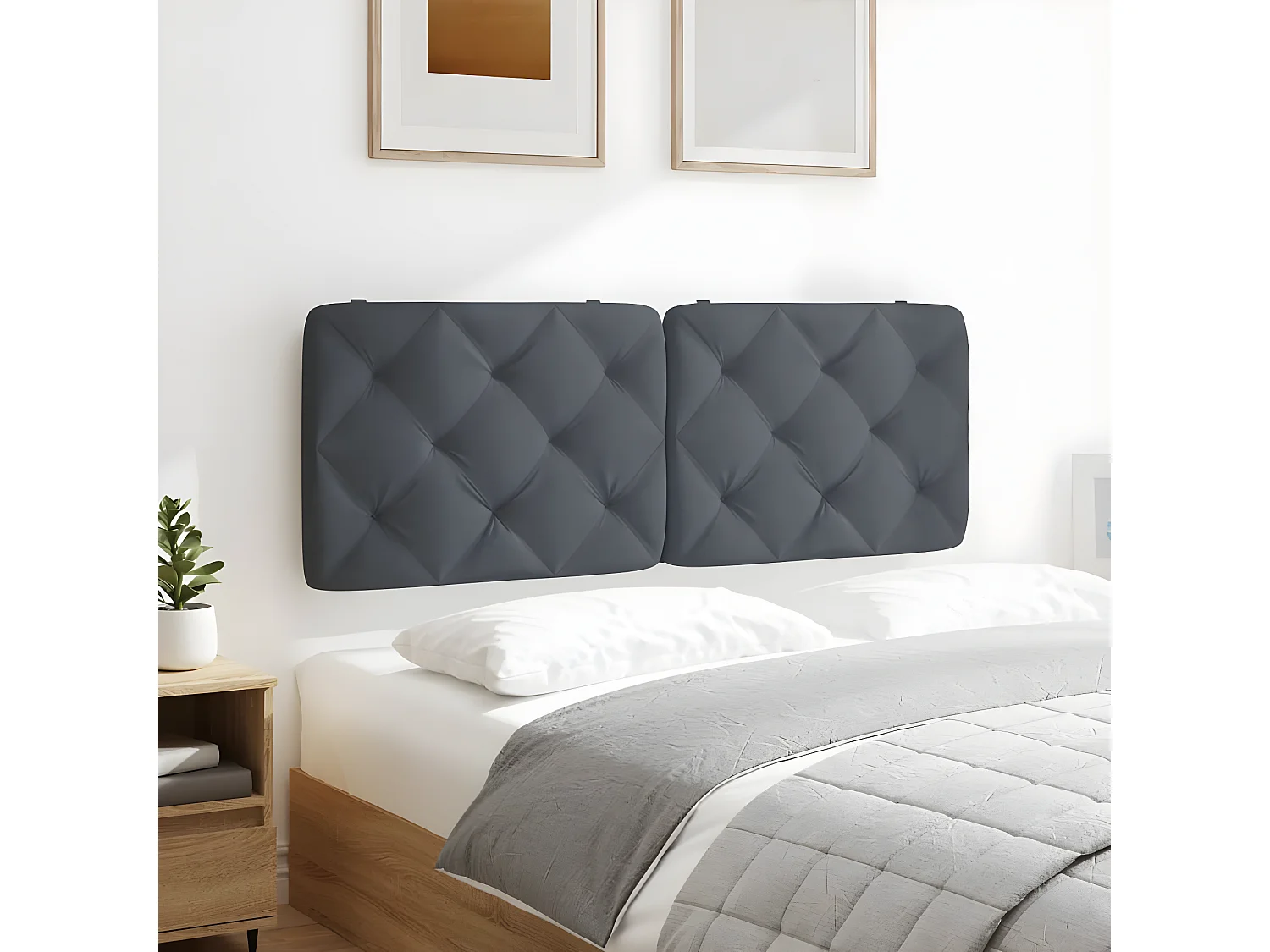 Coussin de tête de lit gris foncé 120 cm velours