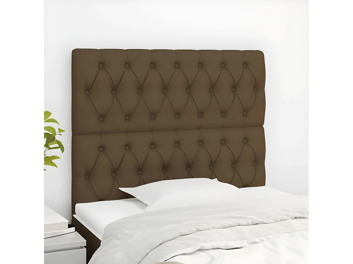 Cabeceira de cama 2 peças tecido 90x7x78/88 cm castanho-escuro