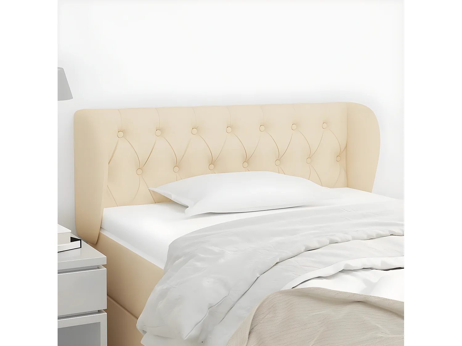 Tête de lit avec oreilles Crème 103x23x78/88 cm Tissu