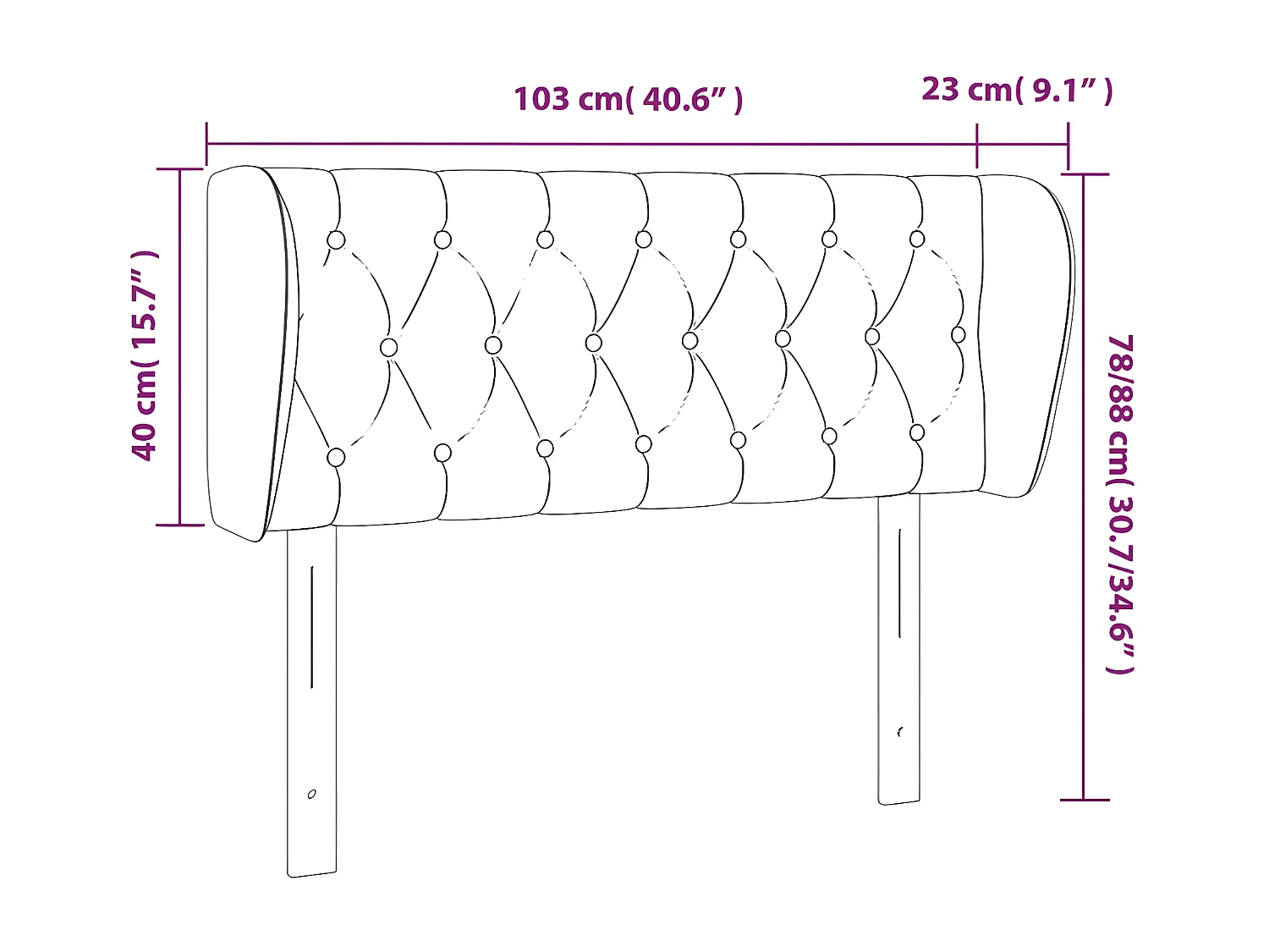 Tête de lit avec oreilles Crème 103x23x78/88 cm Tissu
