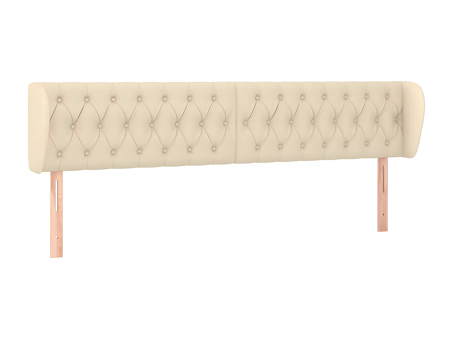 Hoofdbord met randen 183x23x78/88 cm stof crèmekleurig