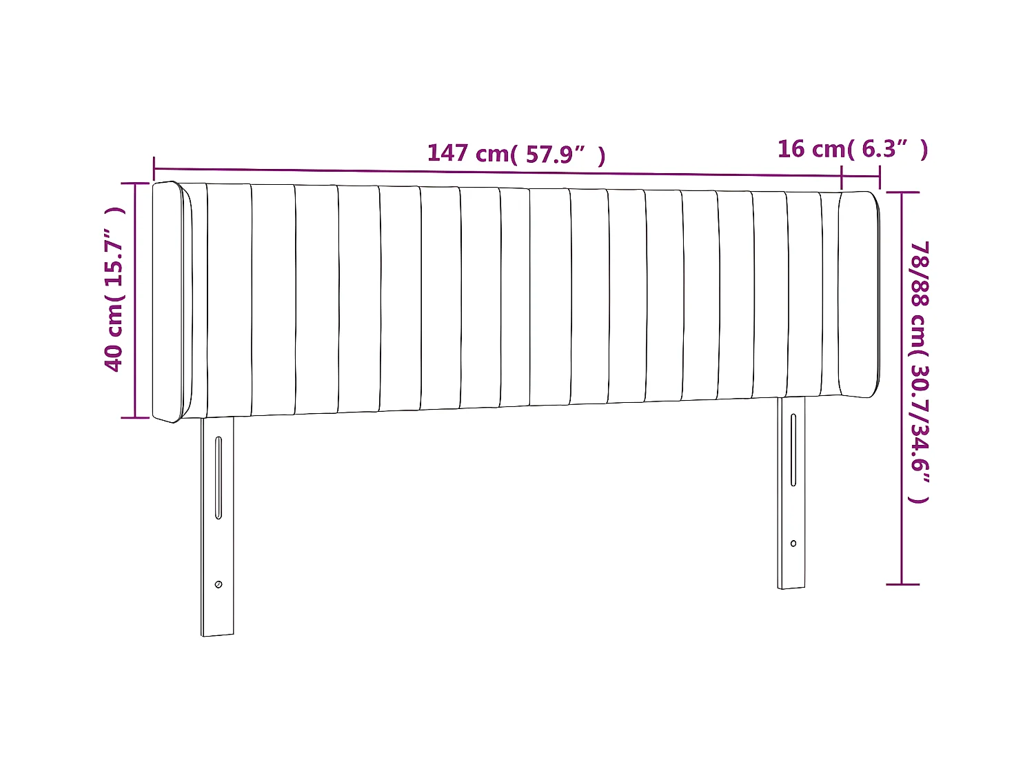 Cabeceira de cama c/ luzes LED veludo 147x16x78/88 cm preto