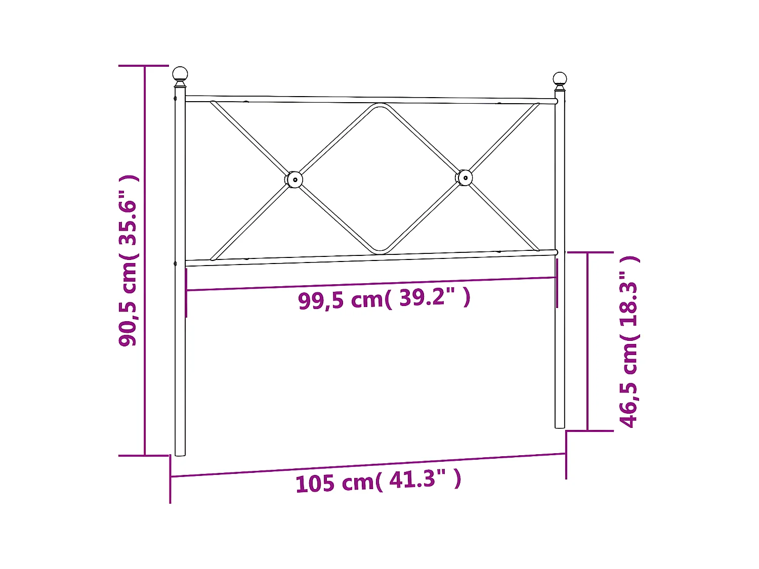 Cabecero de metal blanco 100 cm