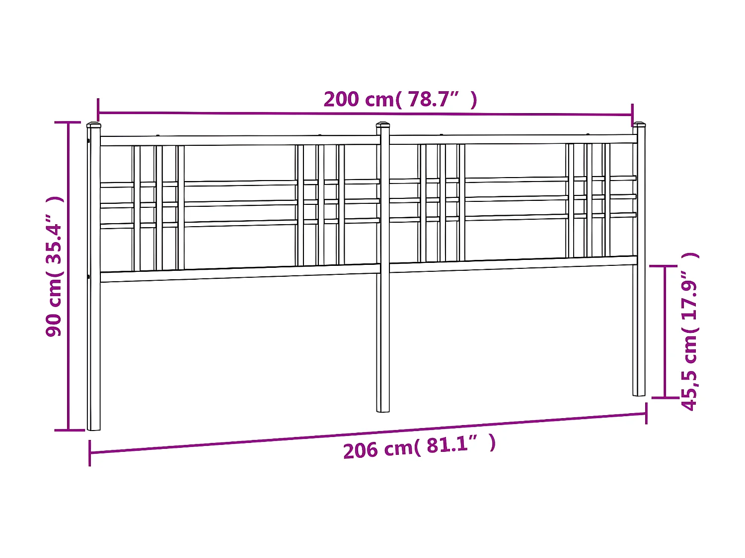 Tête de lit métal blanc 200 cm
