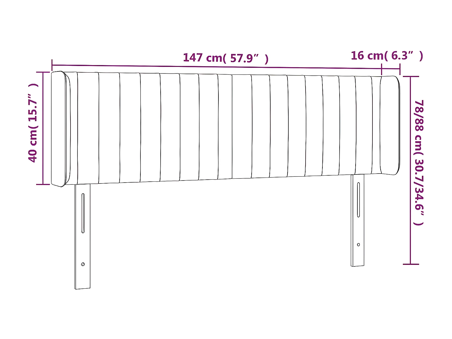 Hoofdbord LED 147x16x78/88 cm fluweel lichtgrijs