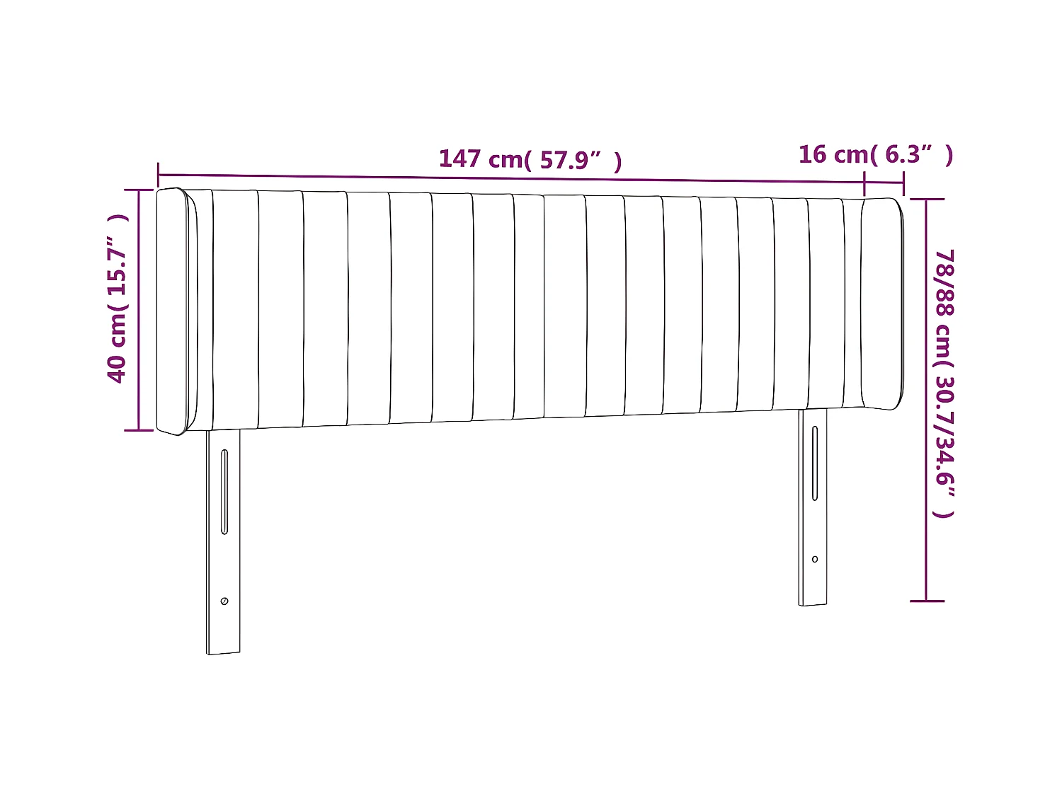 Tête de lit à LED Gris clair 147x16x78/88 cm Velours