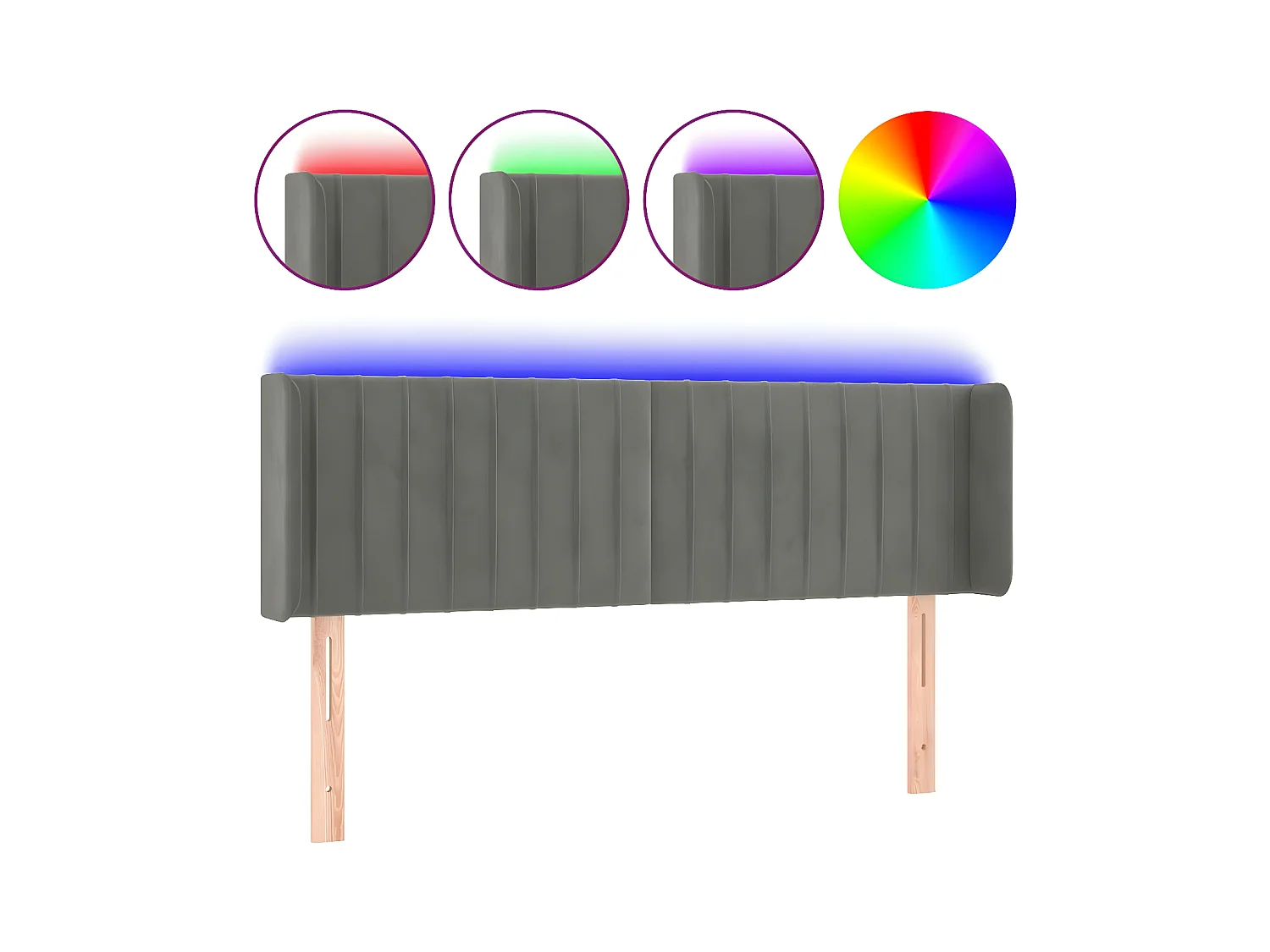 Tête de lit à LED Gris clair 147x16x78/88 cm Velours