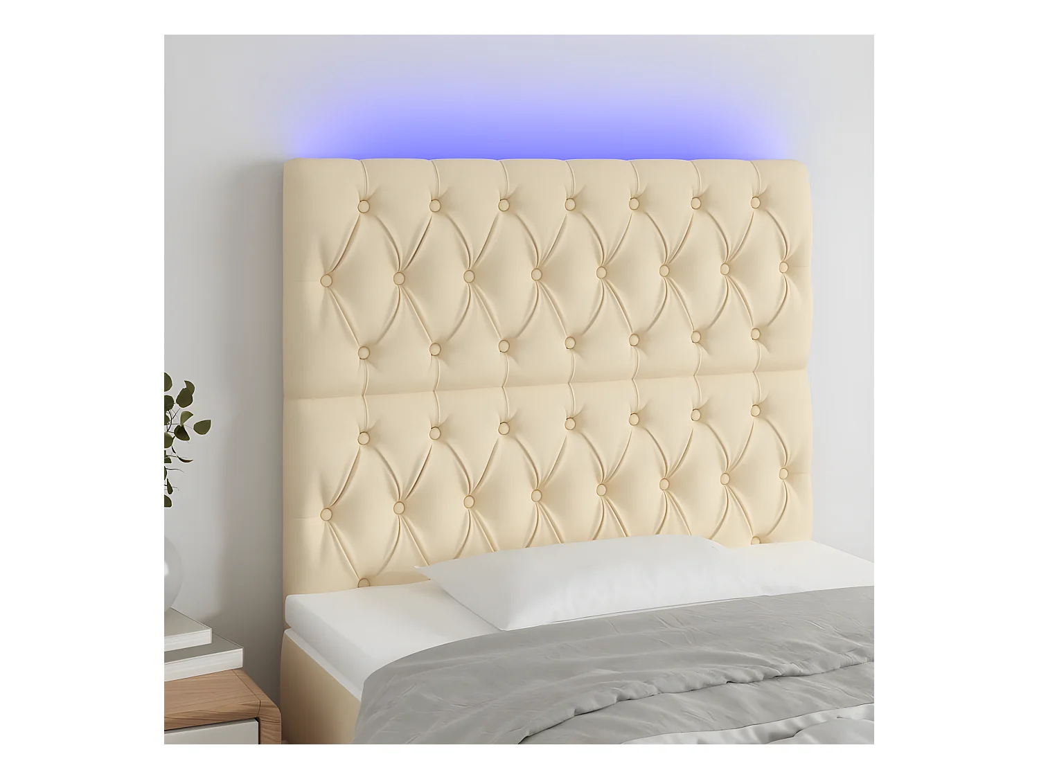 Tête de lit à LED Crème 90x7x118/1288 cm Tissu