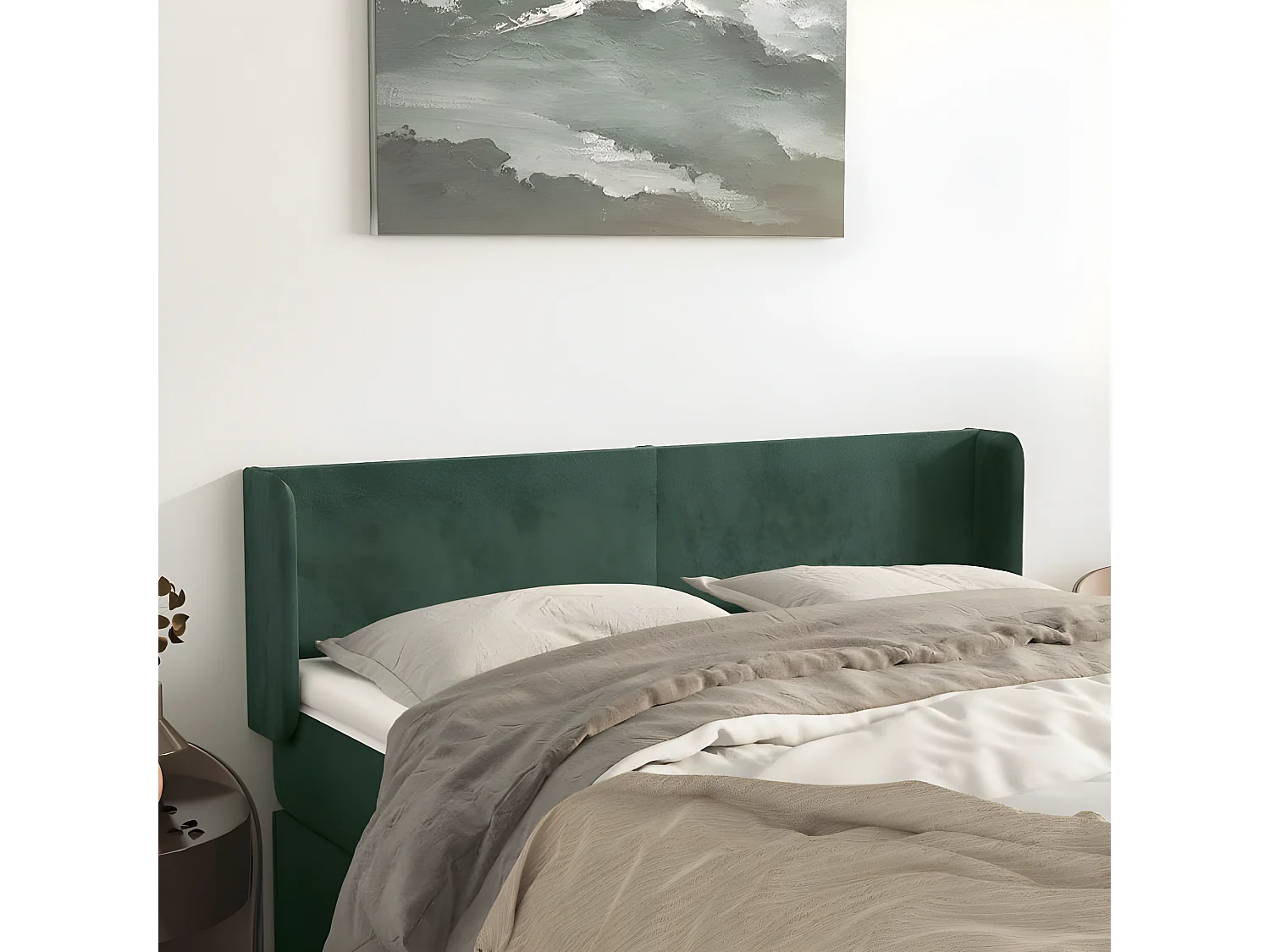 Tête de lit avec oreilles Vert foncé 147x16x78/88 cm Velours