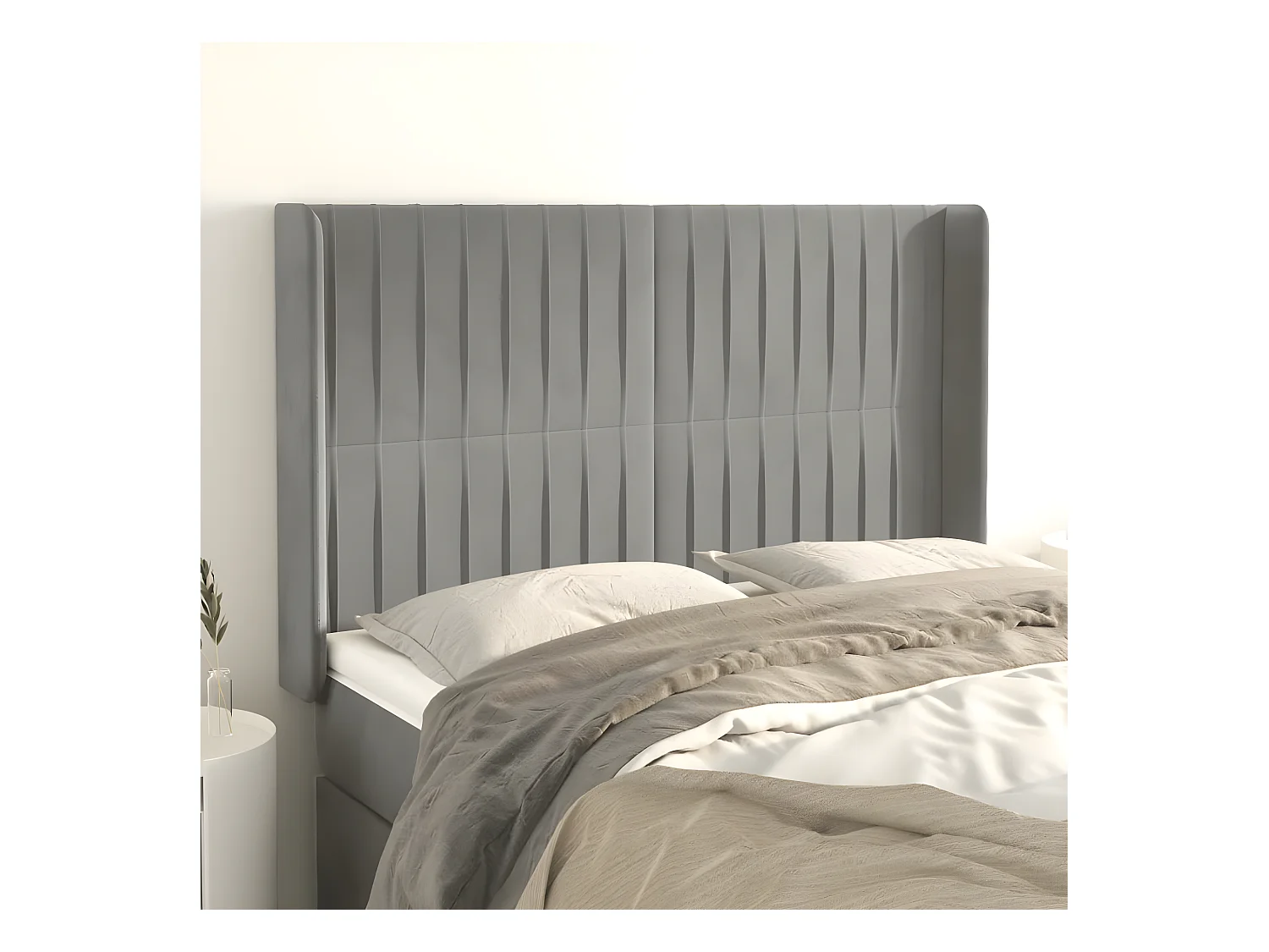 Tête de lit avec oreilles Gris clair 147x16x118/128 cm Velours