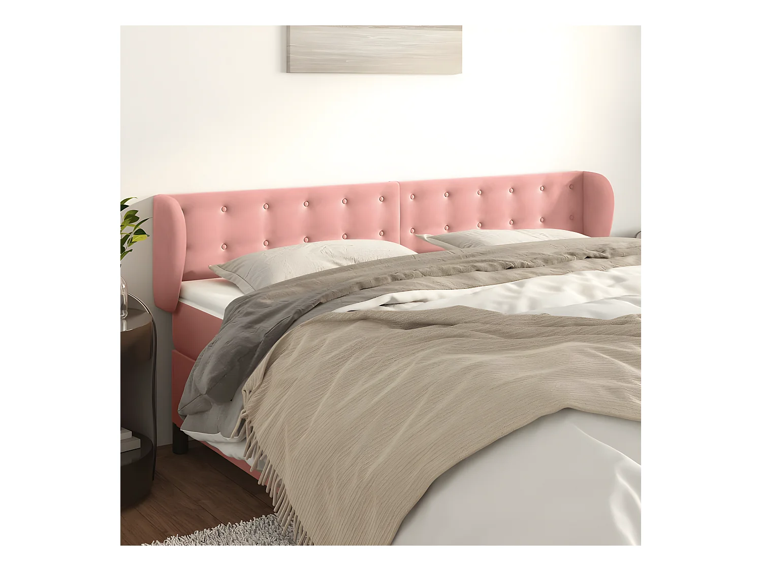 Tête de lit avec oreilles Rose 183x23x78/88 cm Velours