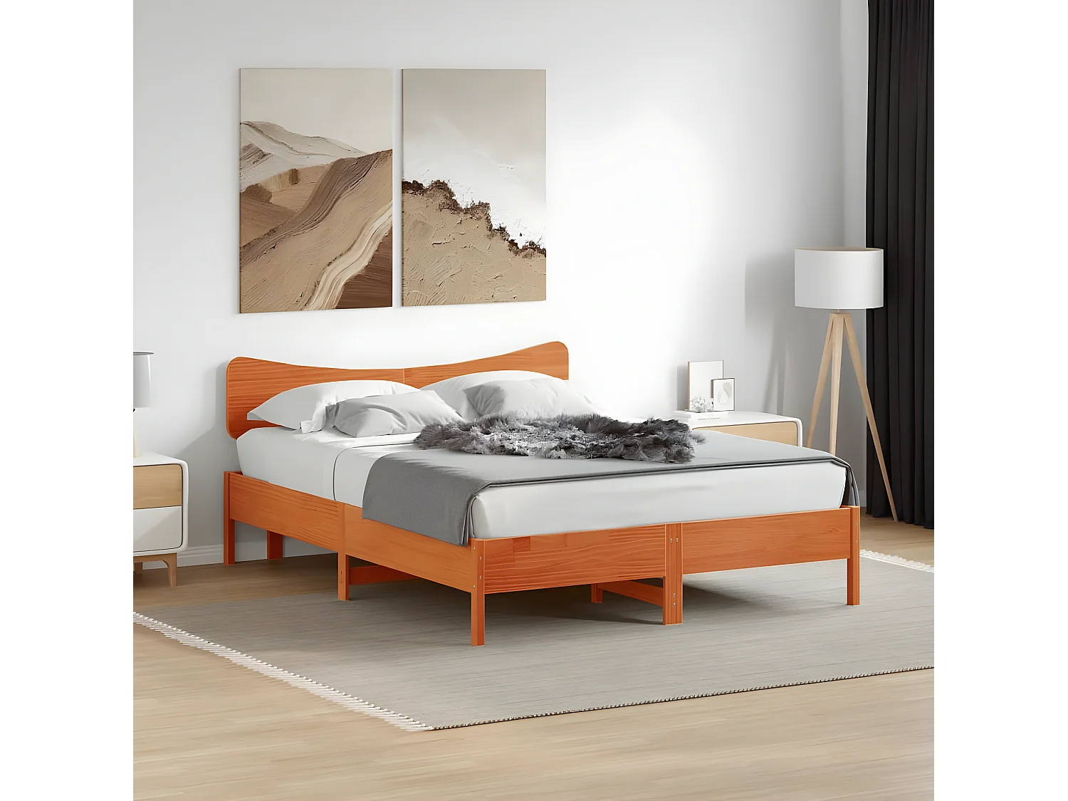 Tête de lit cire marron 140 cm bois massif de pin