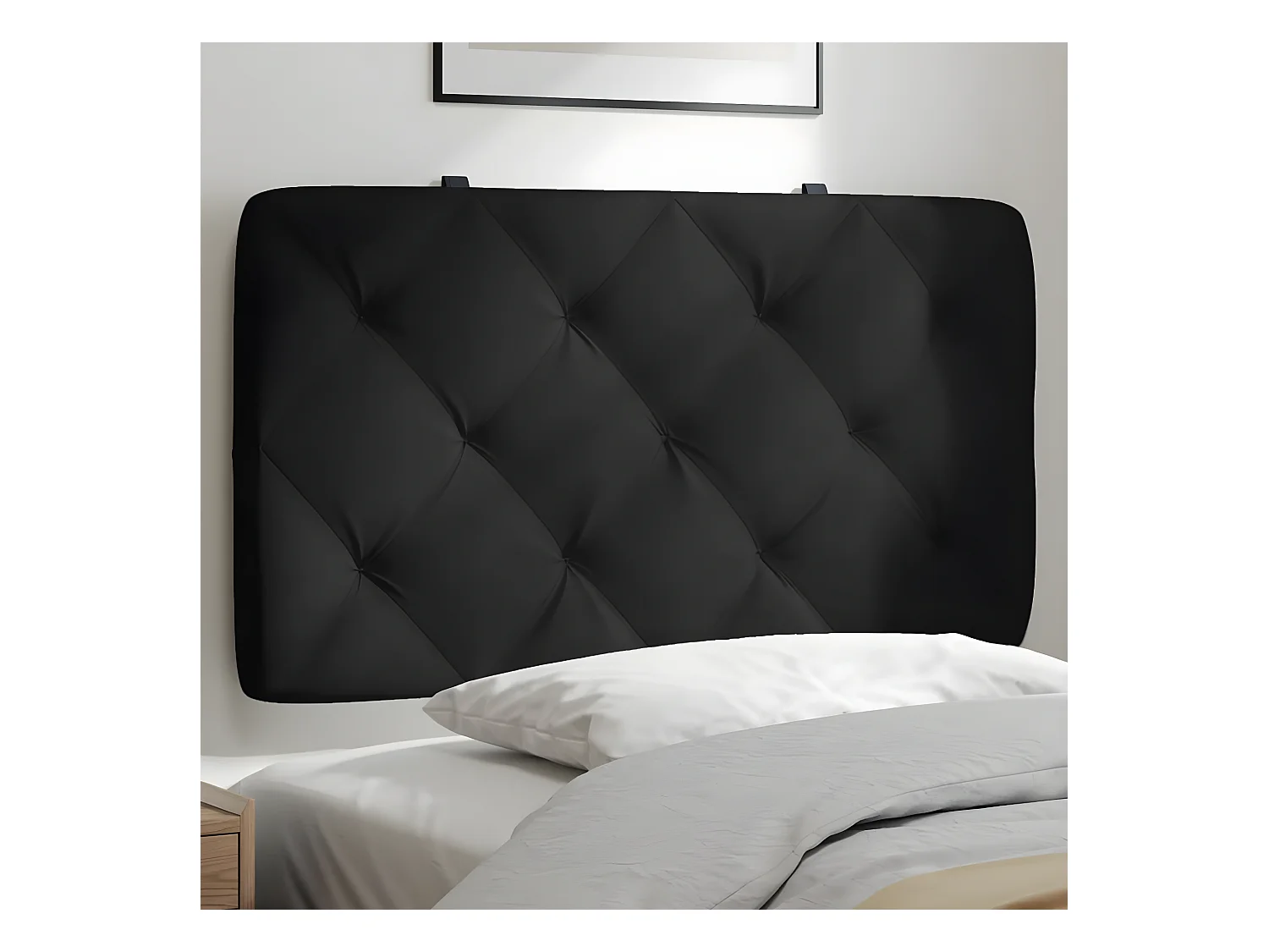 Coussin de tête de lit noir 80 cm velours