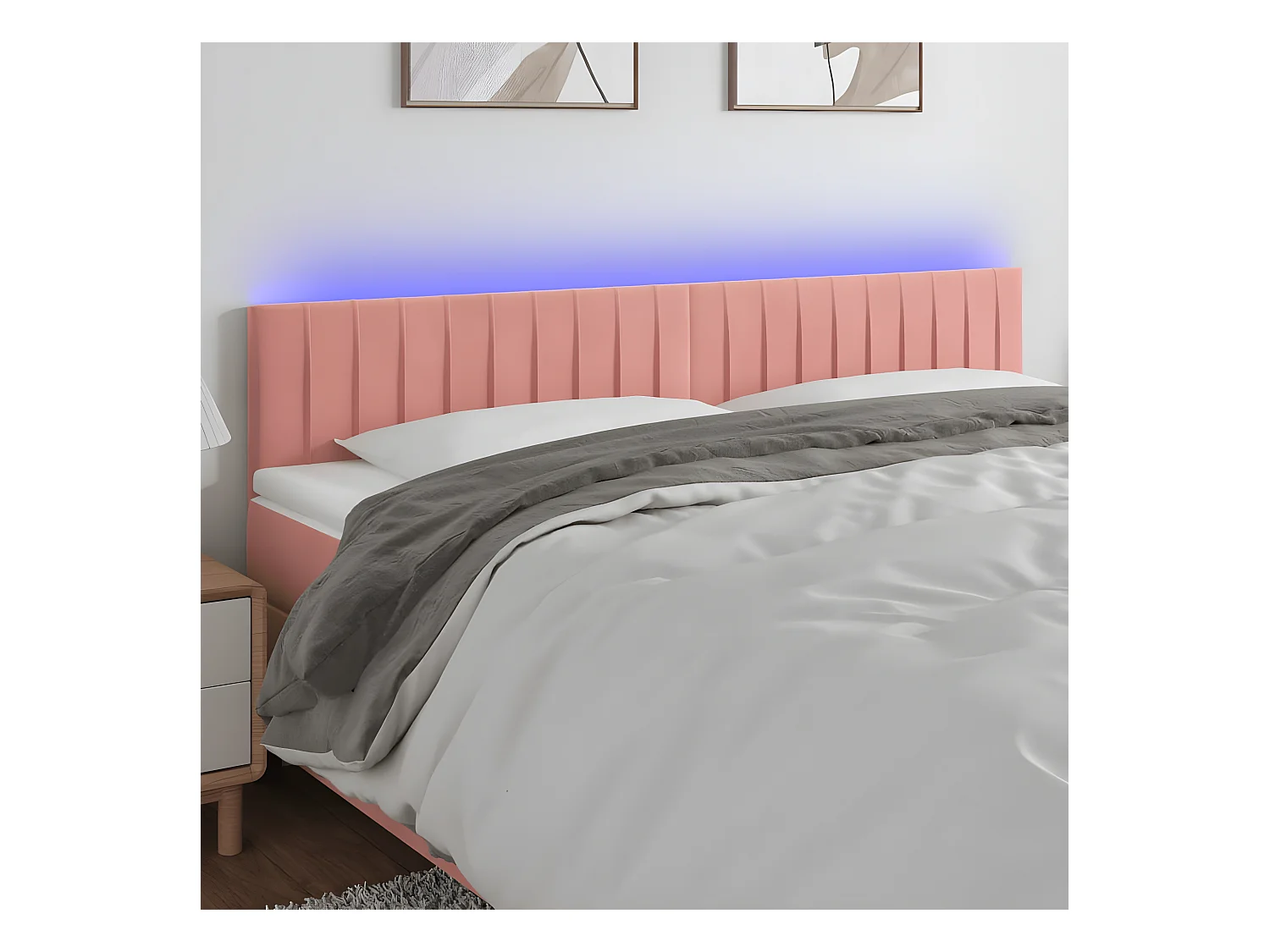 Tête de lit à LED Rose 160x5x78/88 cm Velours