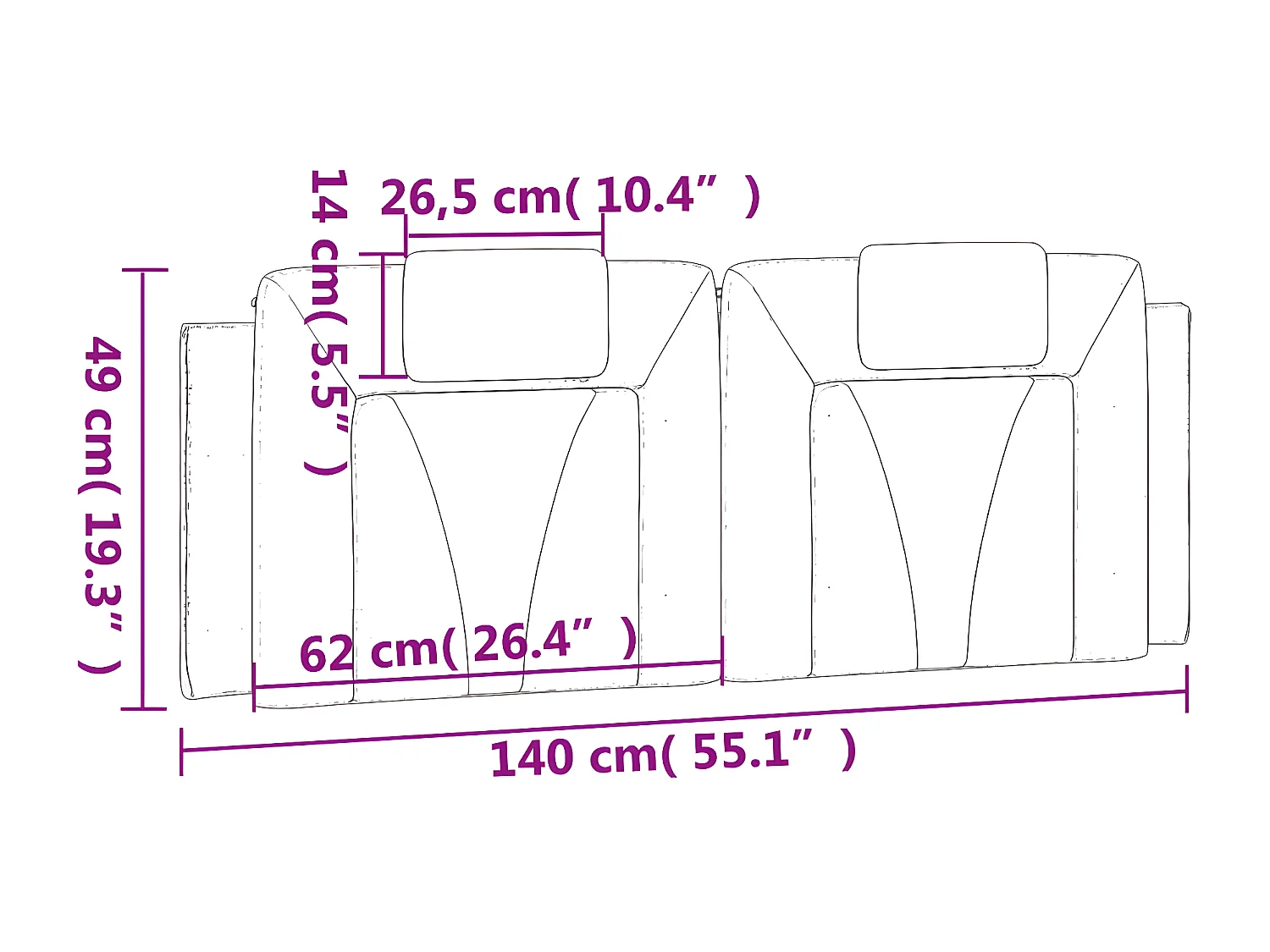 Coussin de tête de lit cappuccino 140 cm similicuir