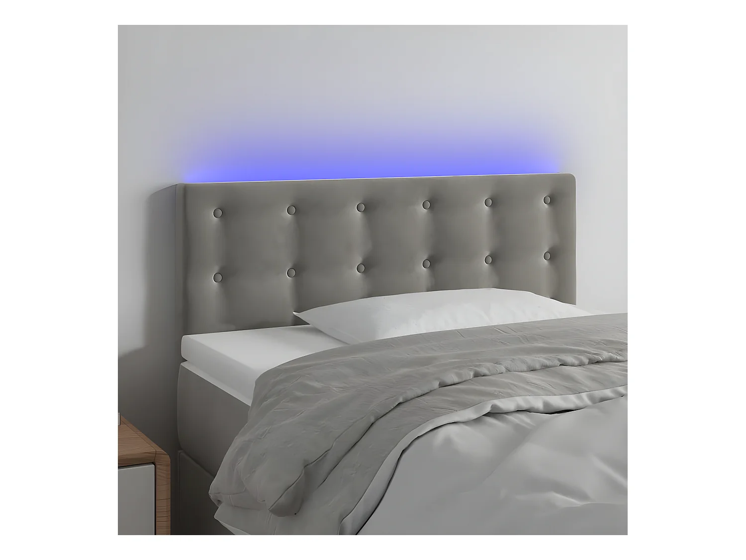 Hoofdbord LED 90x5x78/88 cm fluweel lichtgrijs