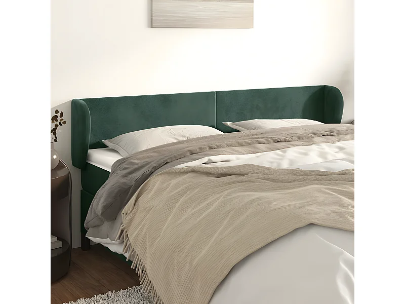 Hoofdbord met randen 183x23x78/88 cm fluweel donkergroen