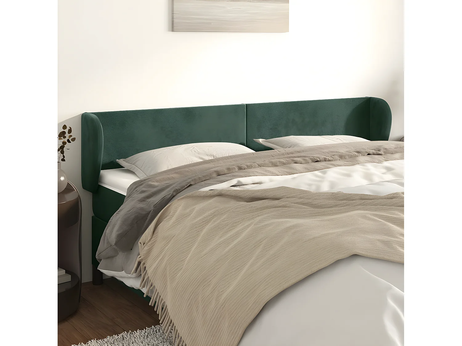 Tête de lit avec oreilles Vert foncé 183x23x78/88 cm Velours