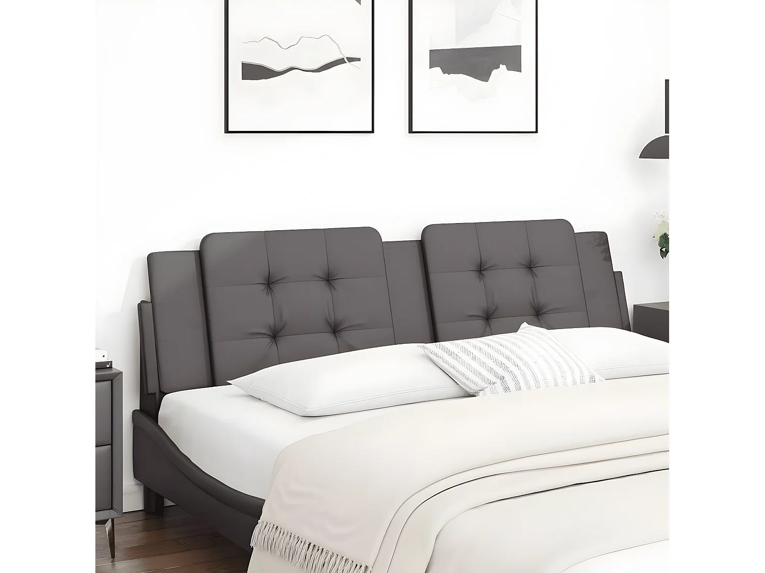 Coussin de tête de lit gris 180 cm similicuir