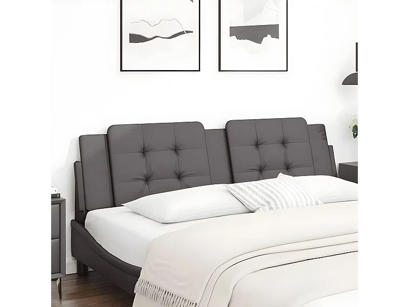 Coussin de tête de lit gris 180 cm similicuir