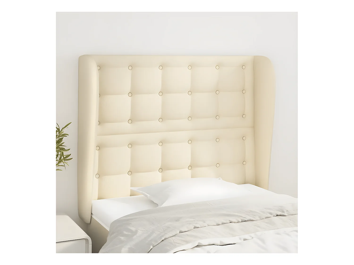 Tête de lit avec oreilles Crème 103x23x118/128 cm Similicuir