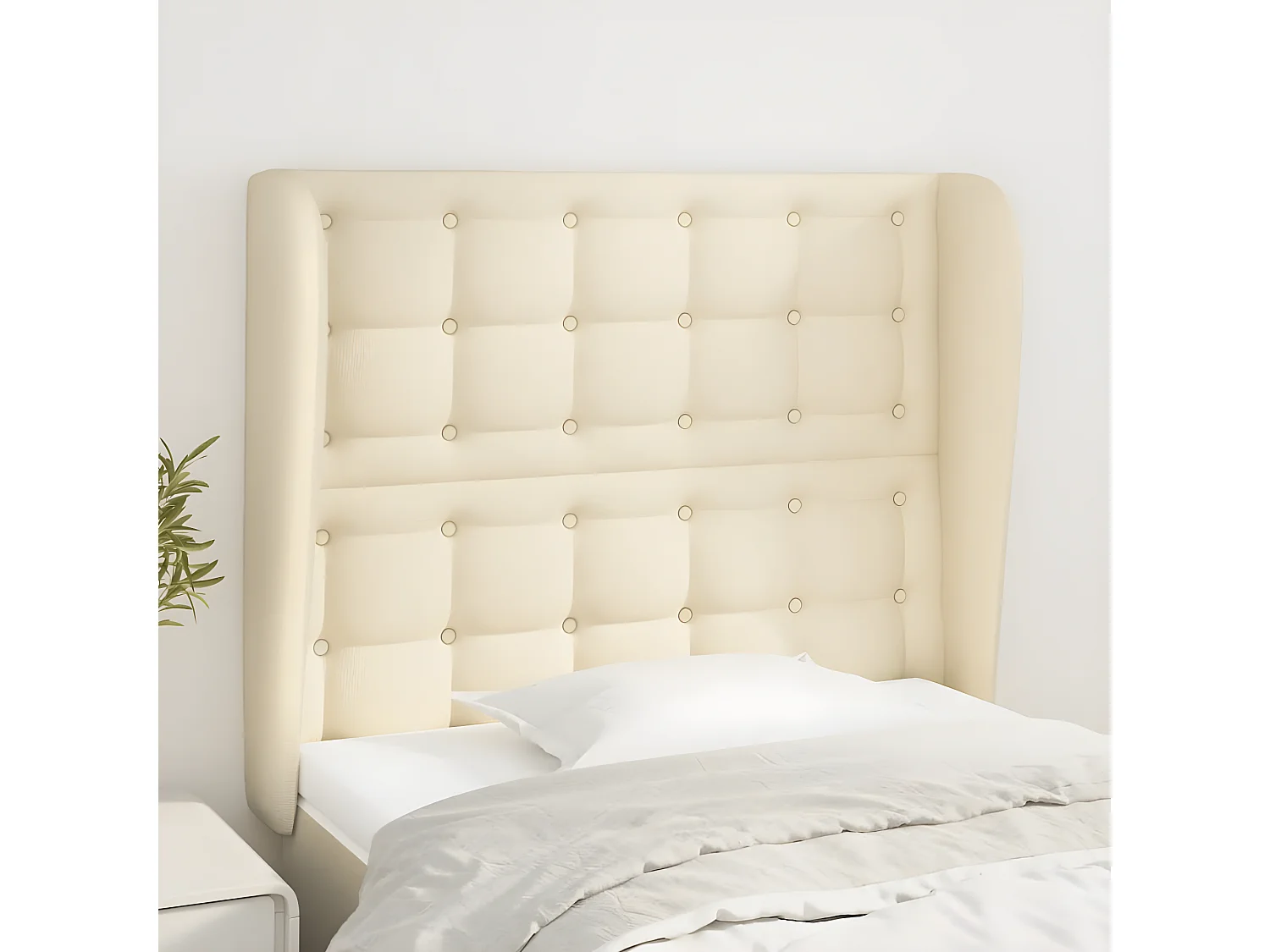 Tête de lit avec oreilles Crème 103x23x118/128 cm Similicuir