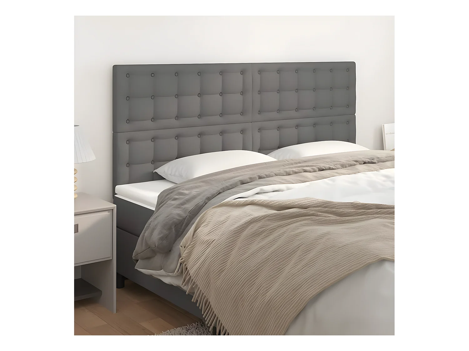 Hoofdborden 4 st 90x5x78/88 cm kunstleer grijs