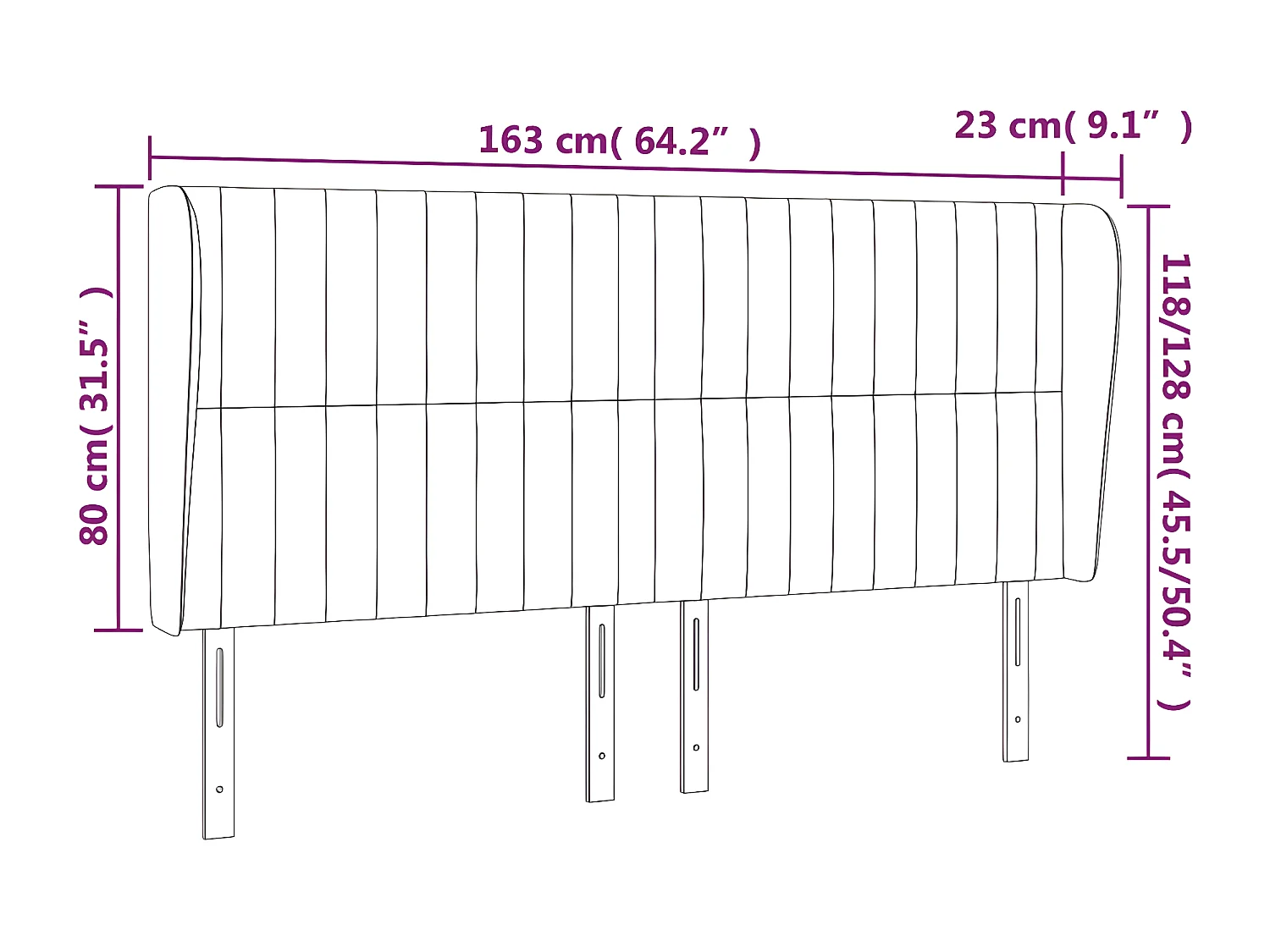 Tête de lit avec oreilles Taupe 163x23x118/128 cm Tissu