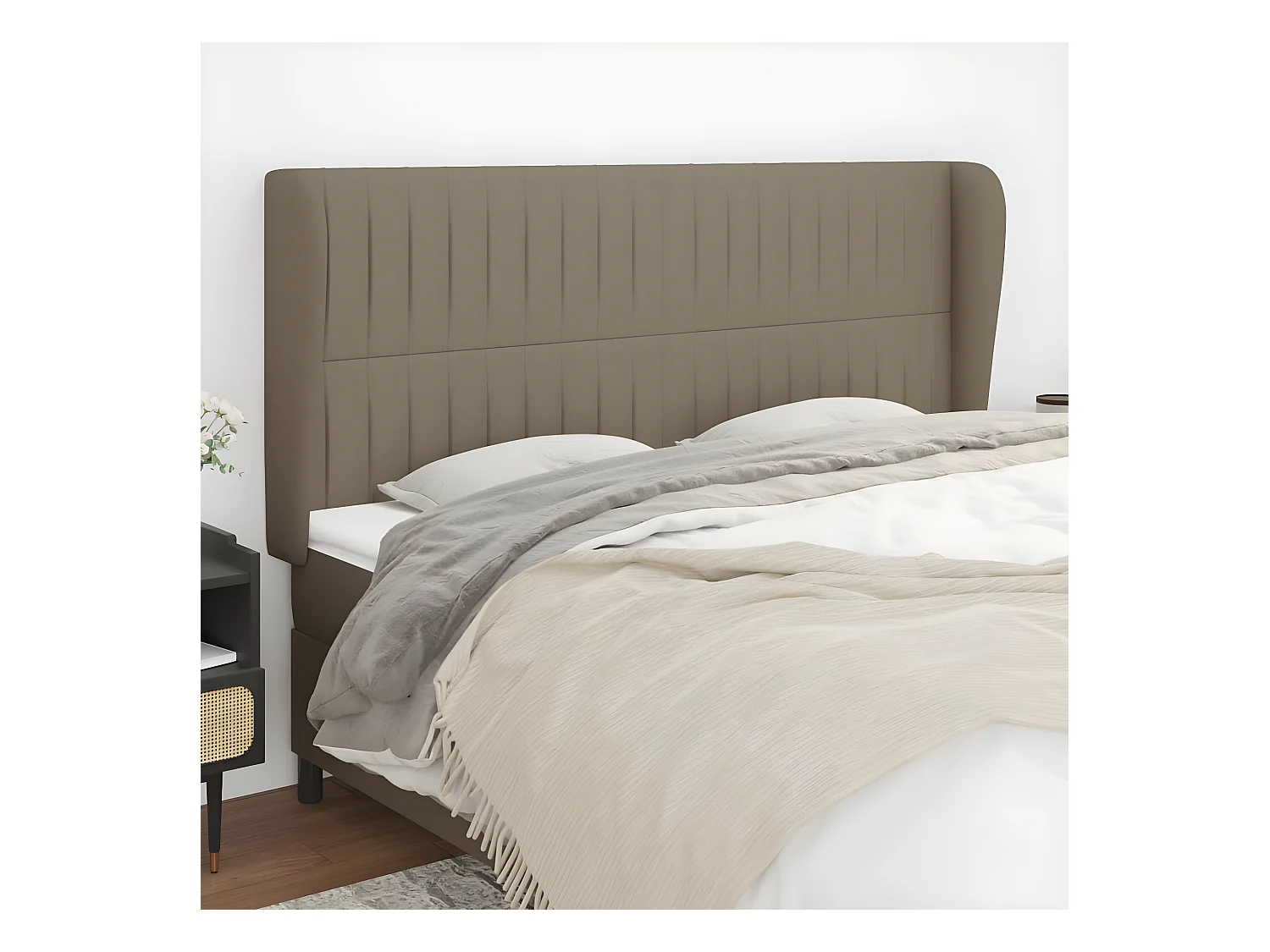 Tête de lit avec oreilles Taupe 163x23x118/128 cm Tissu