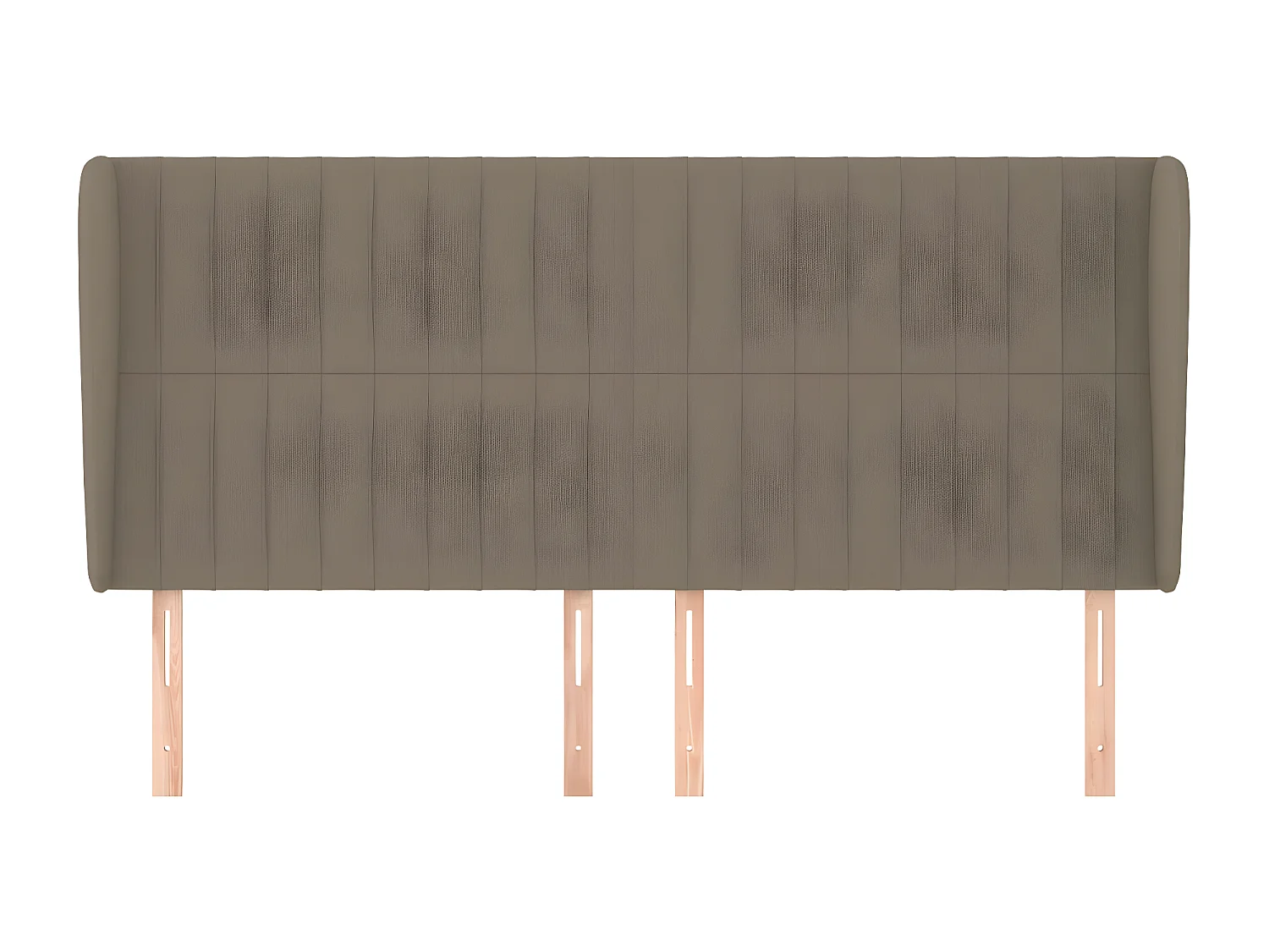 Cabecero con orejas de tela gris taupe 163x23x118/128 cm