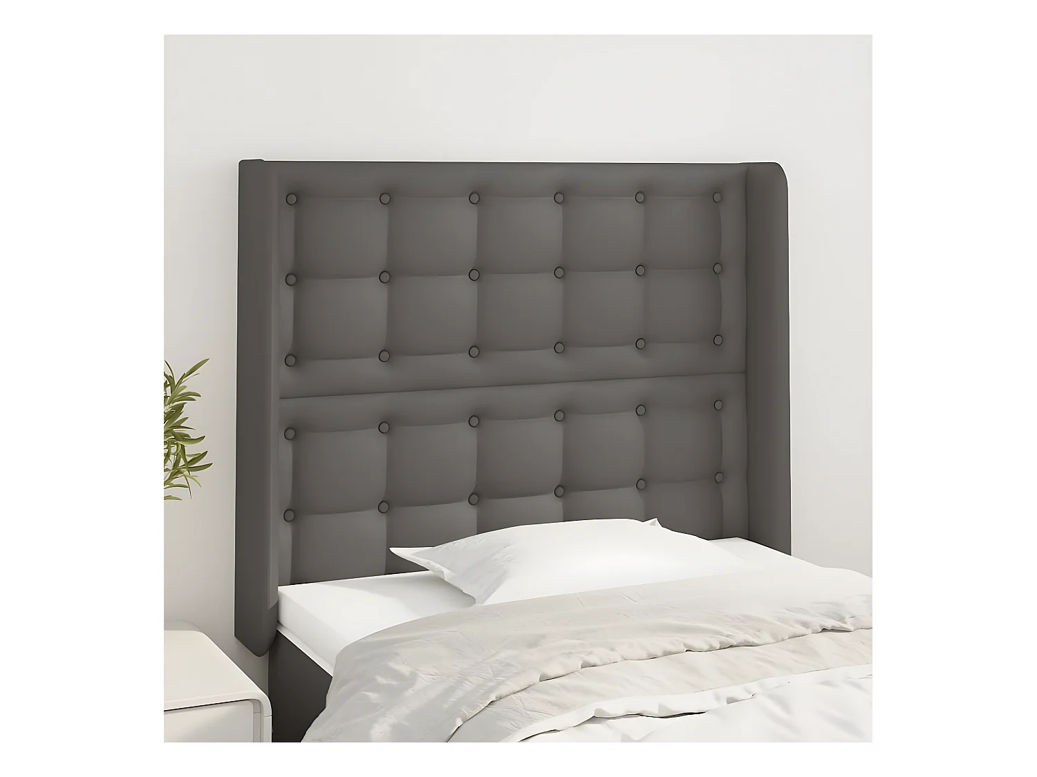 Tête de lit avec oreilles Gris 103x16x118/128 cm Similicuir