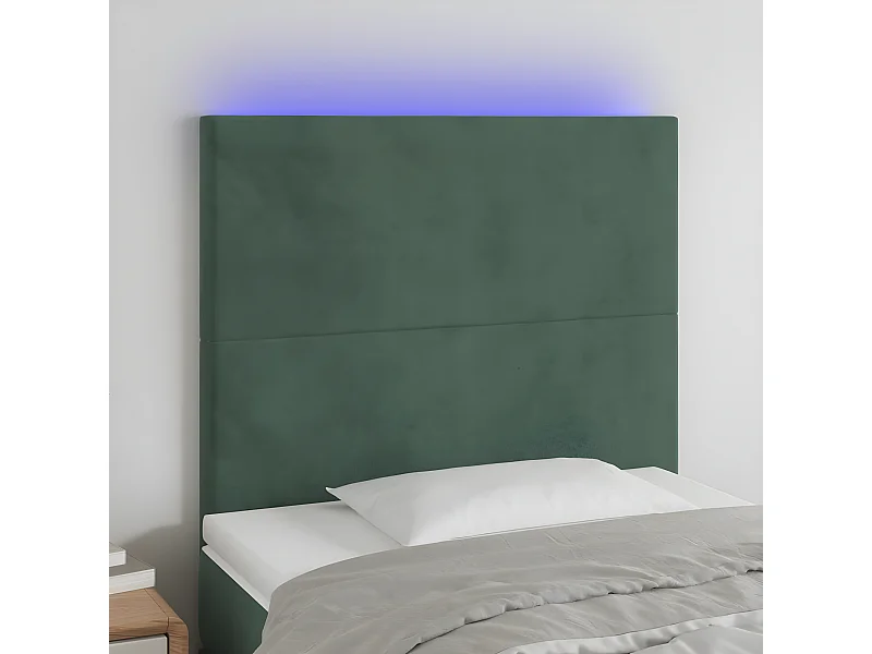 Tête de lit à LED Vert foncé 90x5x118/128 cm Velours