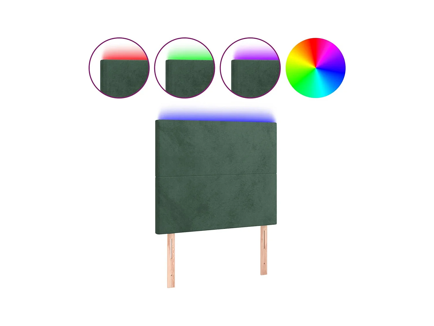 Tête de lit à LED Vert foncé 90x5x118/128 cm Velours