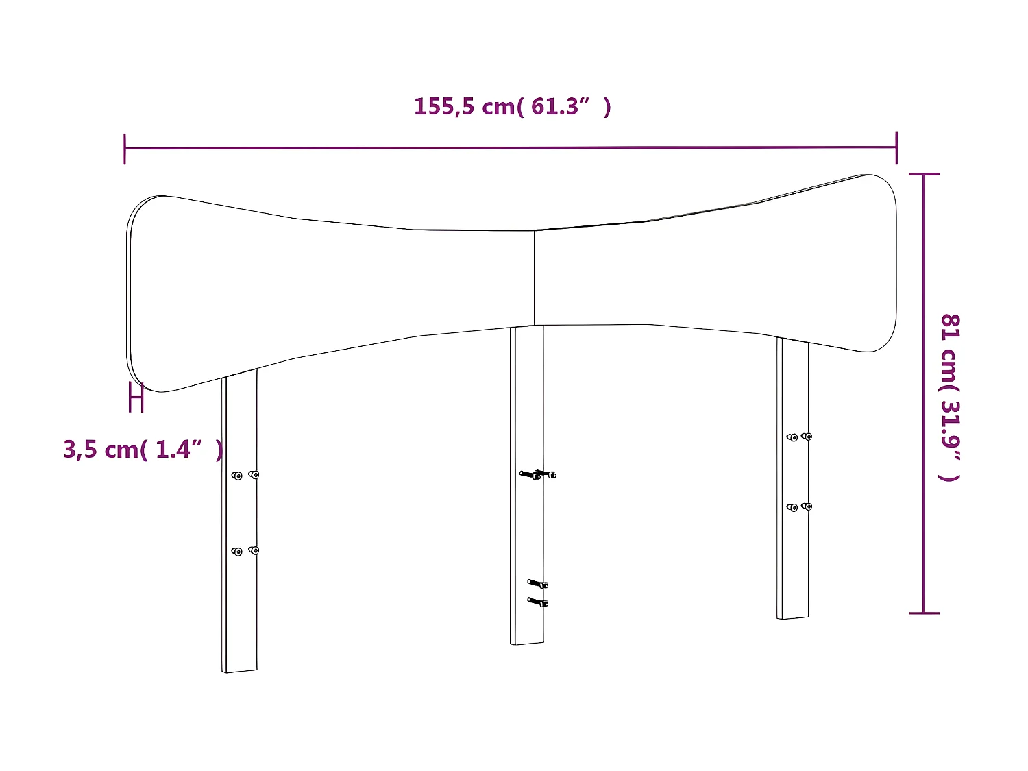 Tête de lit blanc 150 cm bois massif de pin