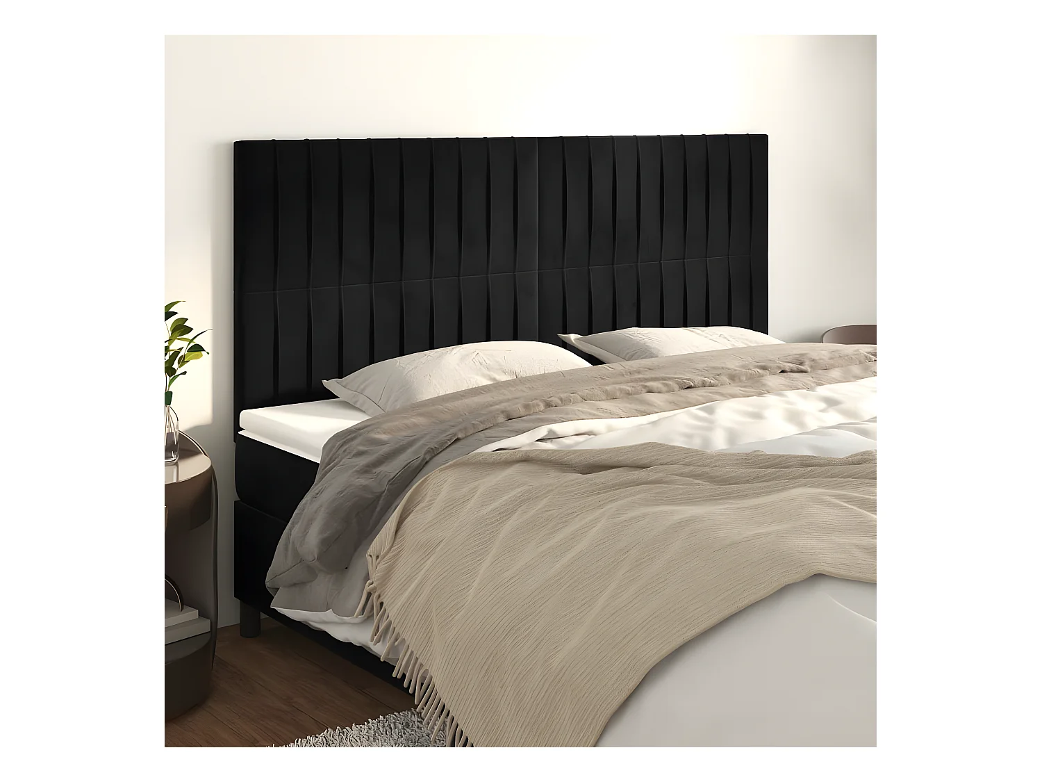 Têtes de lit 4 pièces Noir 80x5x78/88 cm Velours