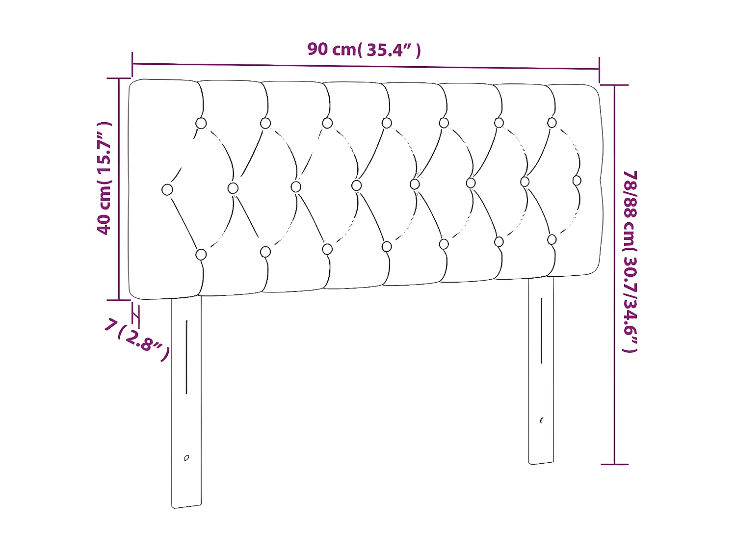 Cabecero con LED de terciopelo azul oscuro 90x7x78/88 cm