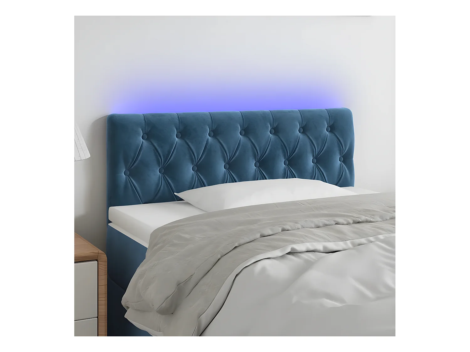 Tête de lit à LED Bleu foncé 90x7x78/88 cm Velours