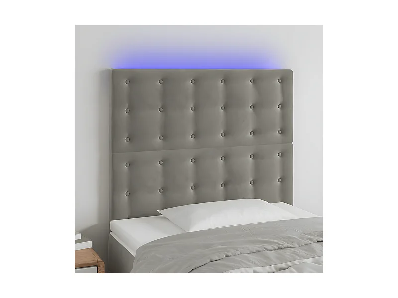 Tête de lit à LED Gris clair 90x5x118/128 cm Velours