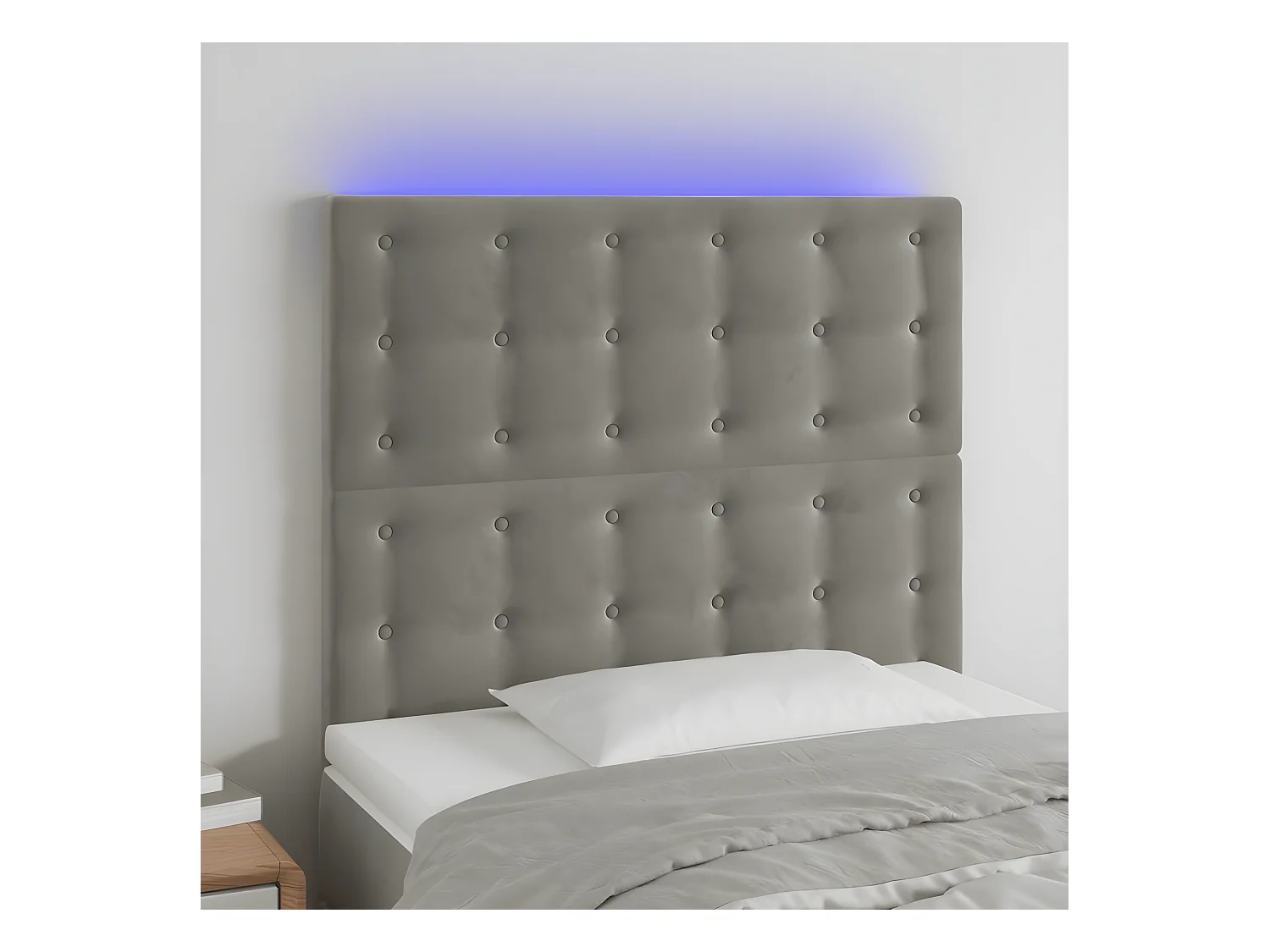 Hoofdbord LED 90x5x118/128 cm fluweel lichtgrijs