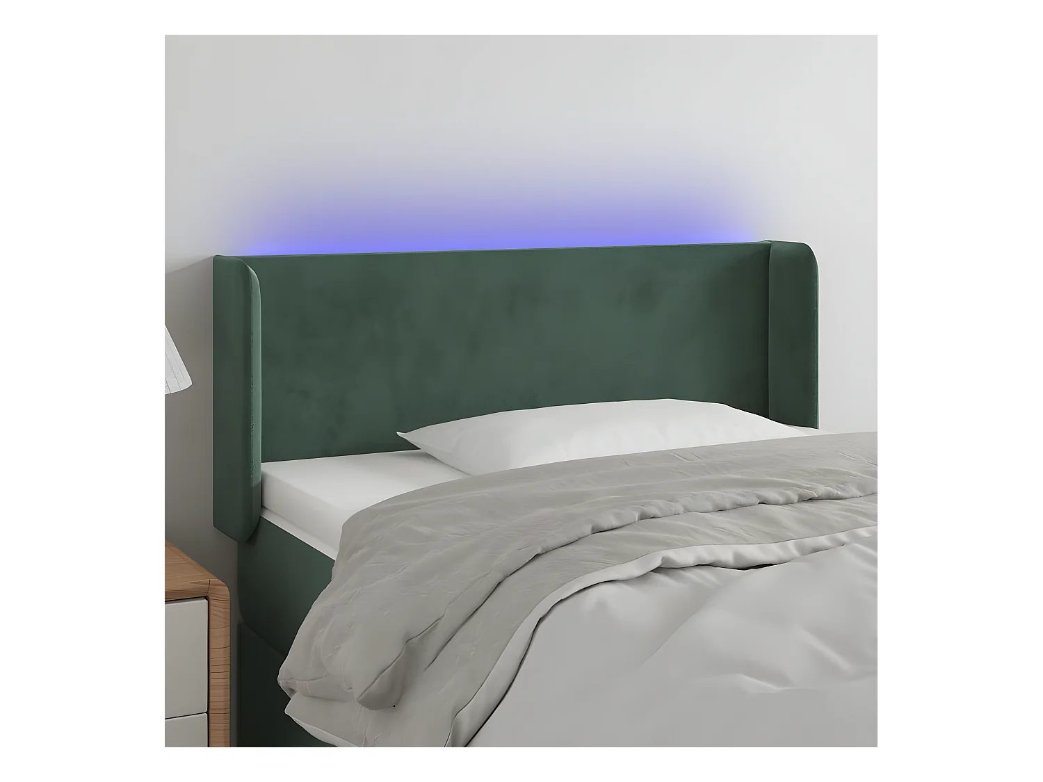 Cabecero con LED de terciopelo verde oscuro 83x16x78/88 cm