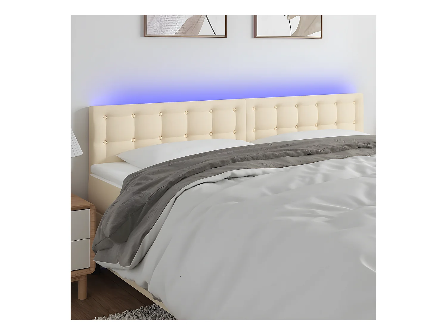 Tête de lit à LED Crème 160x5x78/88 cm Tissu