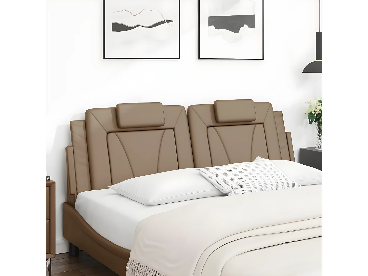 Coussin de tête de lit cappuccino 160 cm similicuir