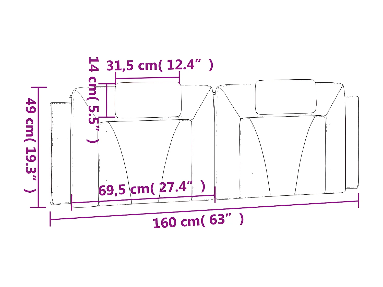 Coussin de tête de lit cappuccino 160 cm similicuir
