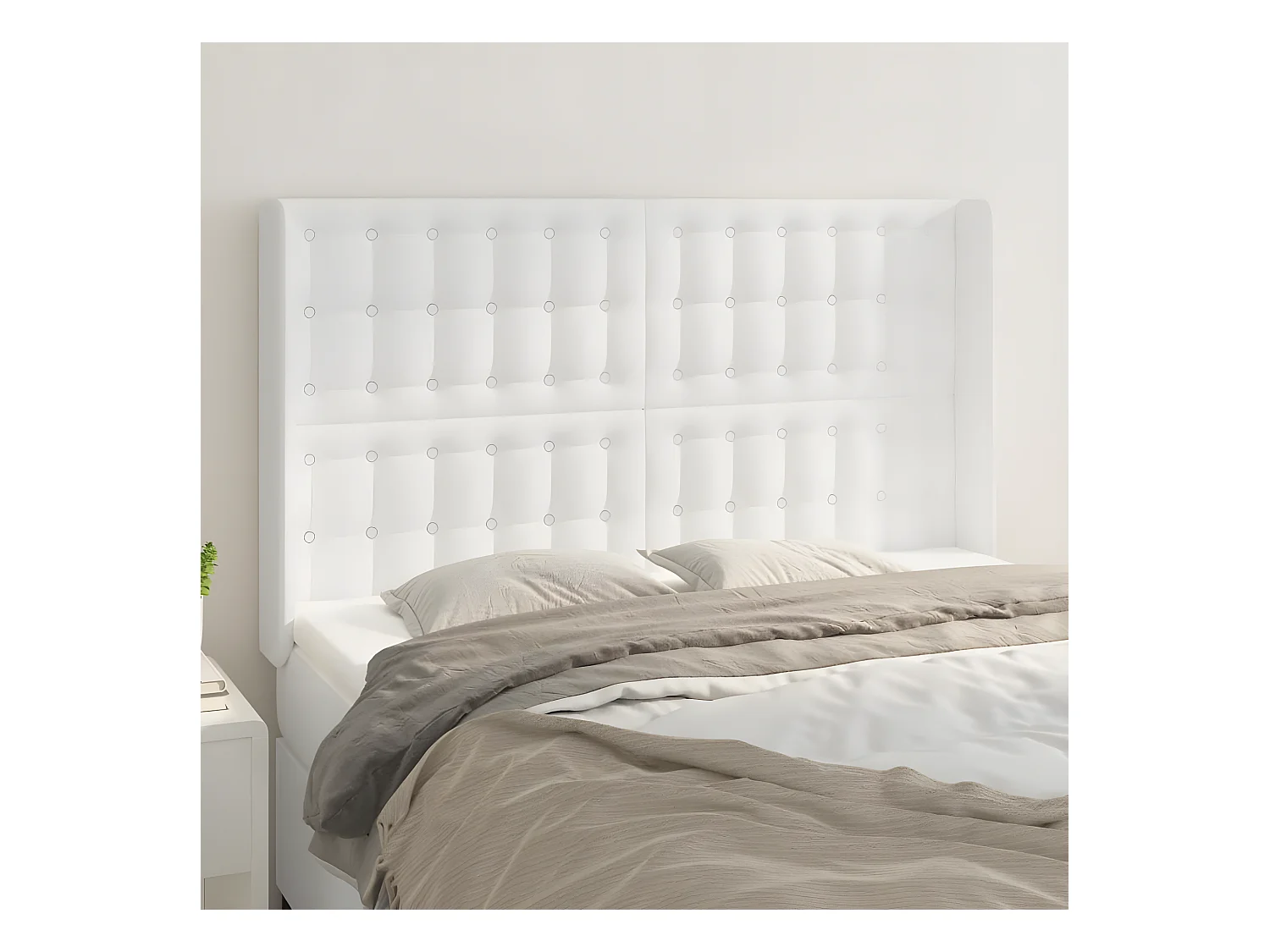 Tête de lit avec oreilles Blanc 147x16x118/128 cm Similicuir