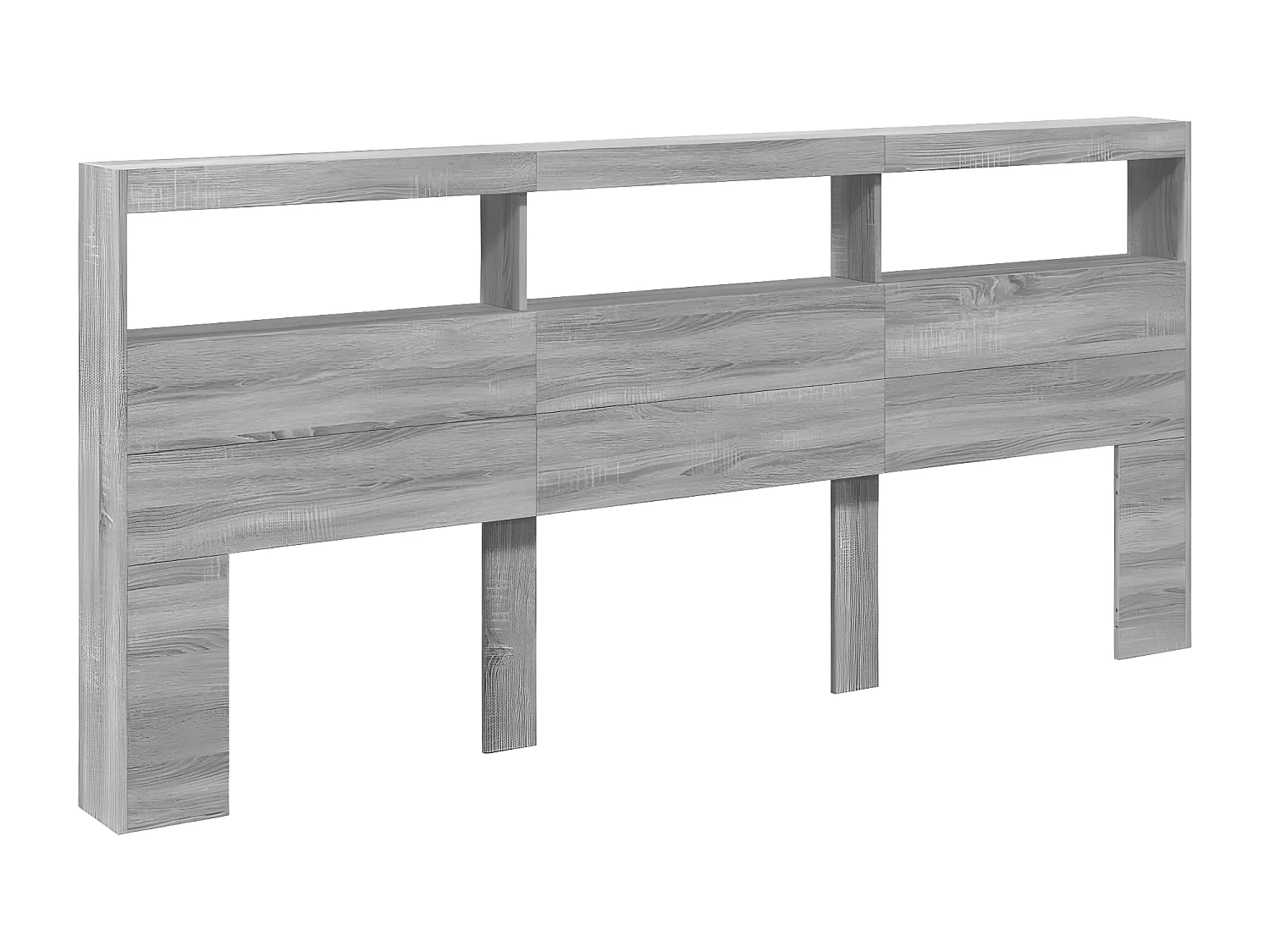 Armoire tête de lit avec LED sonoma gris 220x17x102 cm