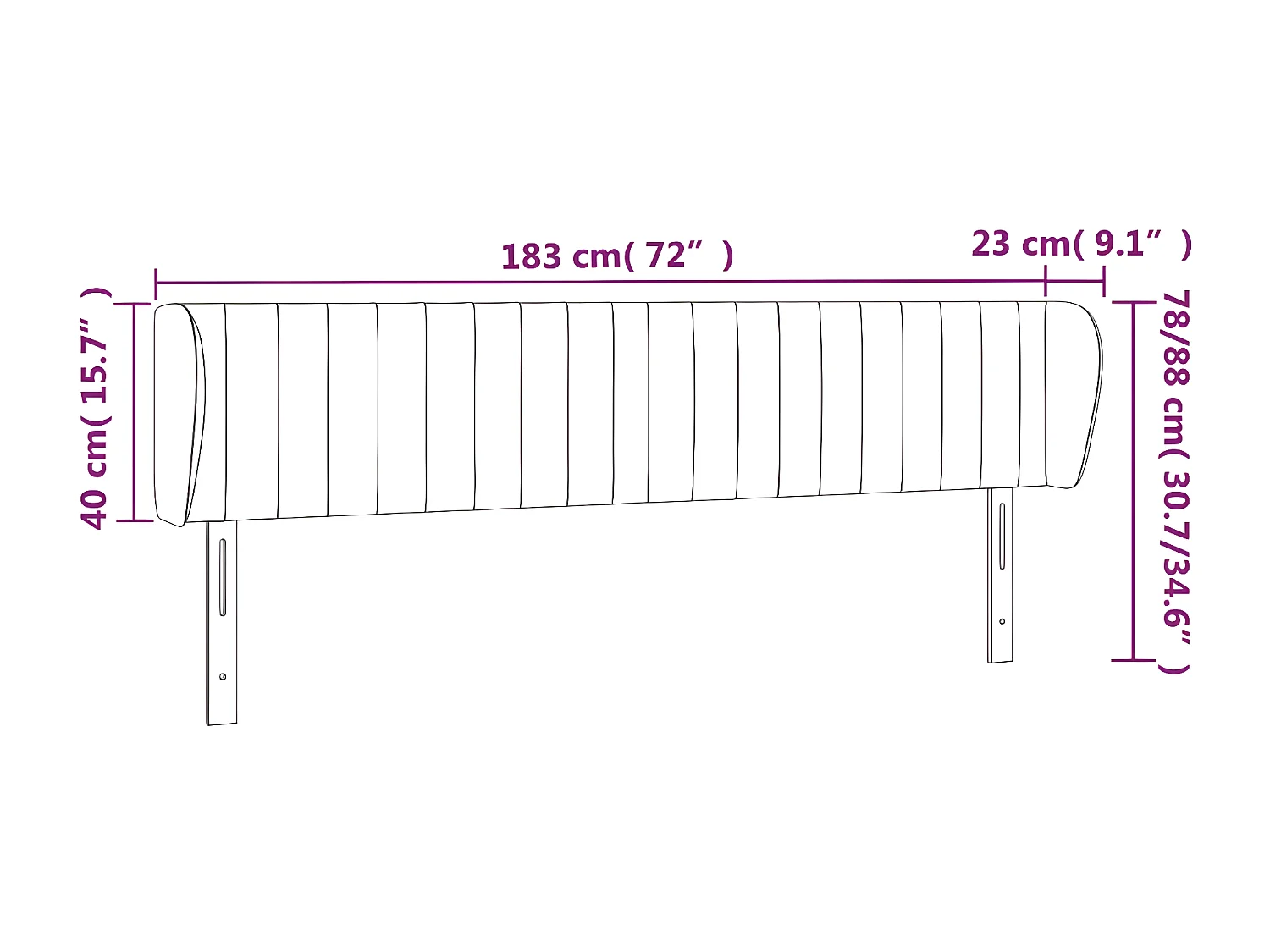 Tête de lit avec oreilles Rose 183x23x78/88 cm Velours