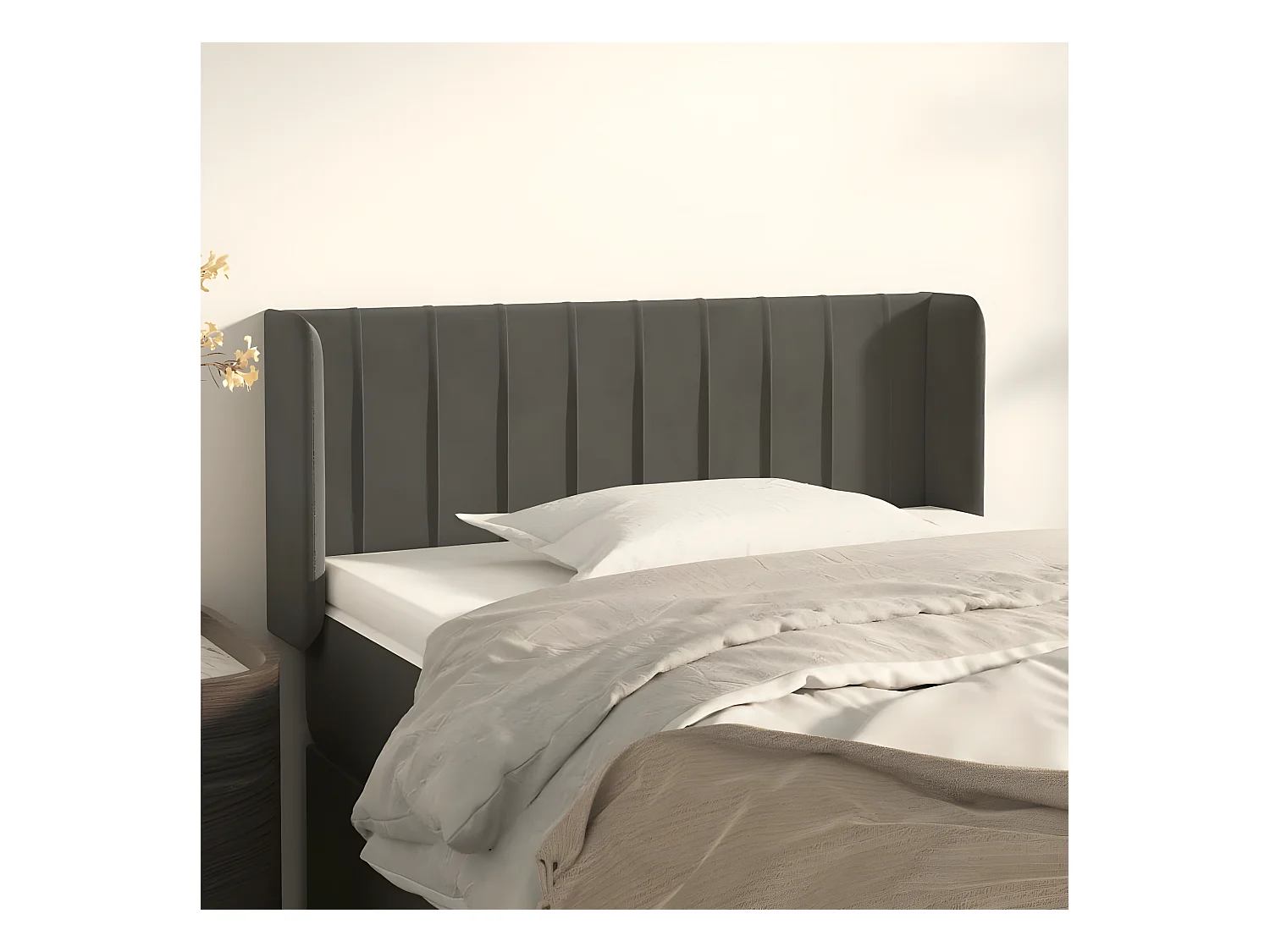 Tête de lit avec oreilles Gris foncé 103x16x78/88 cm Velours
