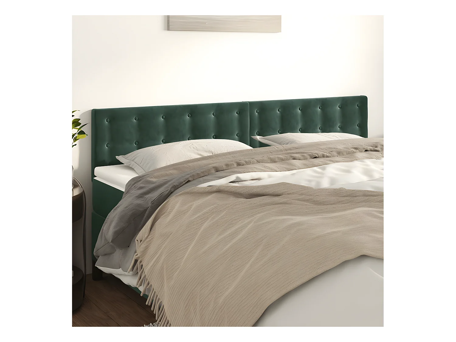 Têtes de lit 2 pièces Vert foncé 100x5x78/88 cm Velours