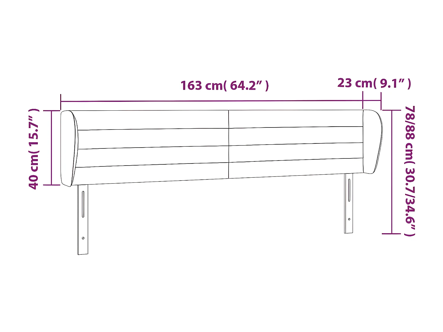 Tête de lit avec oreilles Crème 163x23x78/88 cm Tissu